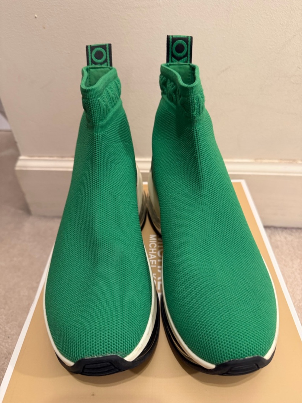 Michael Kors Green Stretch-Knit Platform Ankle Boots with Silver Accents - Picture 4 of 4